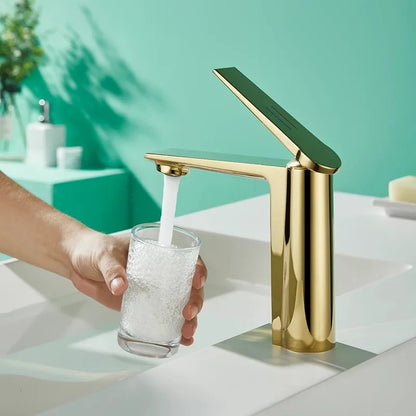 DecorBites™ Gold Gray Bathroom Faucet Single Handle Mixer Sink Tap Deck Mounted