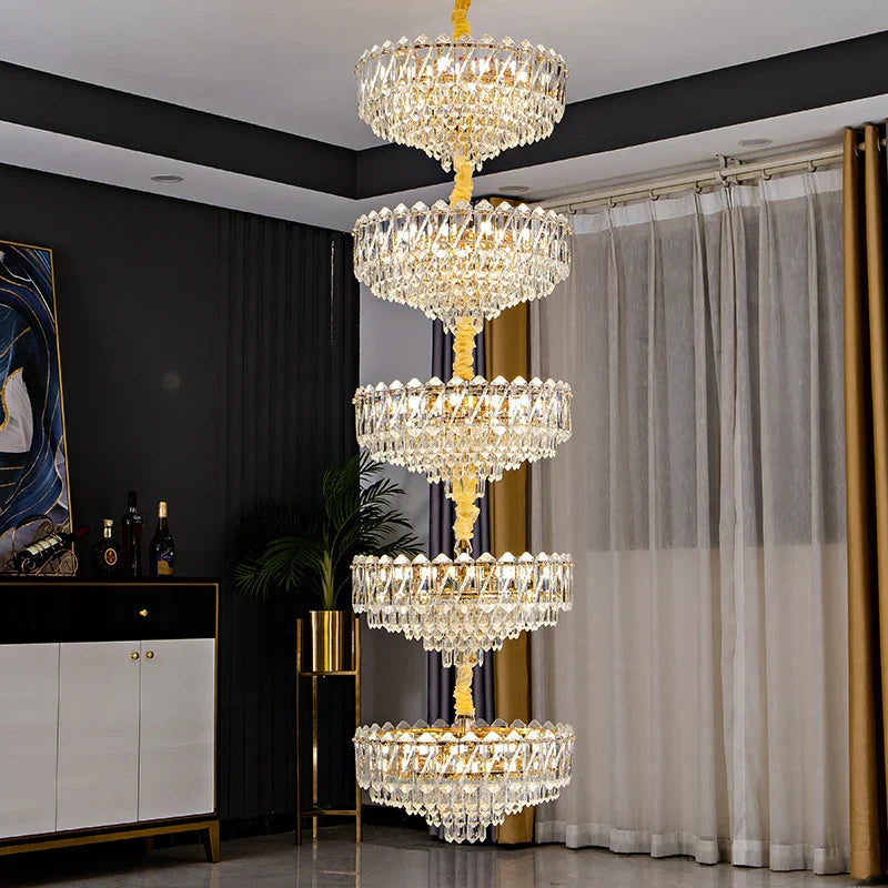 DecorBites™ Crystal Duplex Chandelier: New Light Luxury Post-Modern Hall Lighting for High Living Room