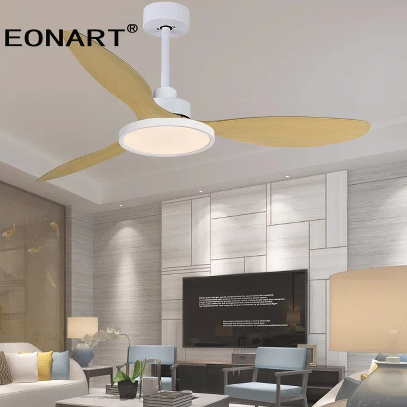 مروحة سقف DecorBites™ بشفرات بلاستيكية أنيقة مقاس 52 بوصة مع مصباح وجهاز تحكم عن بعد