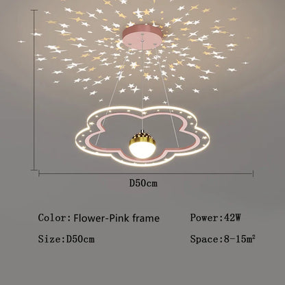 DecorBites™ Cloud Flower LED Chandelier: Modern Starry Sky Decor for Kid's Bedroom and Study Hall