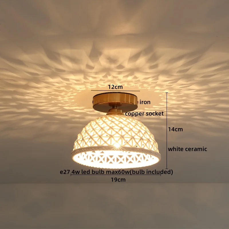 DecorBites™ Copper Wood LED Ceiling Lamp Ceramic Modern Ceiling Lights for Home Decor