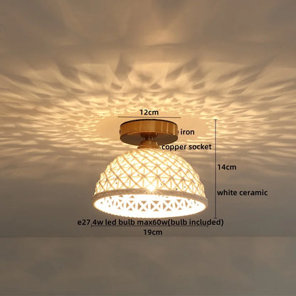 DecorBites™ Copper Wood LED Ceiling Lamp Ceramic Modern Ceiling Lights for Home Decor