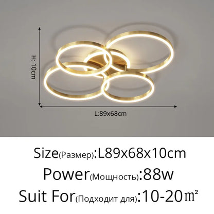 DecorBites™ LED Chandelier: Modern Living Study Bedroom Lamps, Round Rings Foyer Chandeliers Luminaire