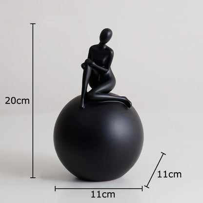 ديكور تمثال شخصية ذو قاعدة هندسية من DecorBites™ - منحوتة راتنجية لديكور الغرفة الجمالي