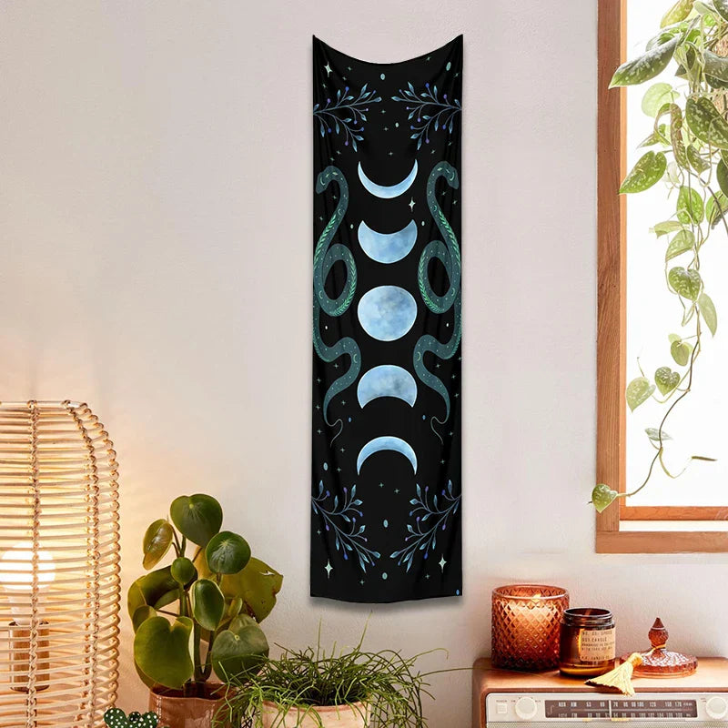 Moon Phase & Moth Tapestry Wall Hanging for Bohemian Home Decor by Decobites