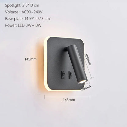 DecorBites™ LED Wall Lamp USB Charging Bedroom Hotel Bedside Reading Sconce Switch