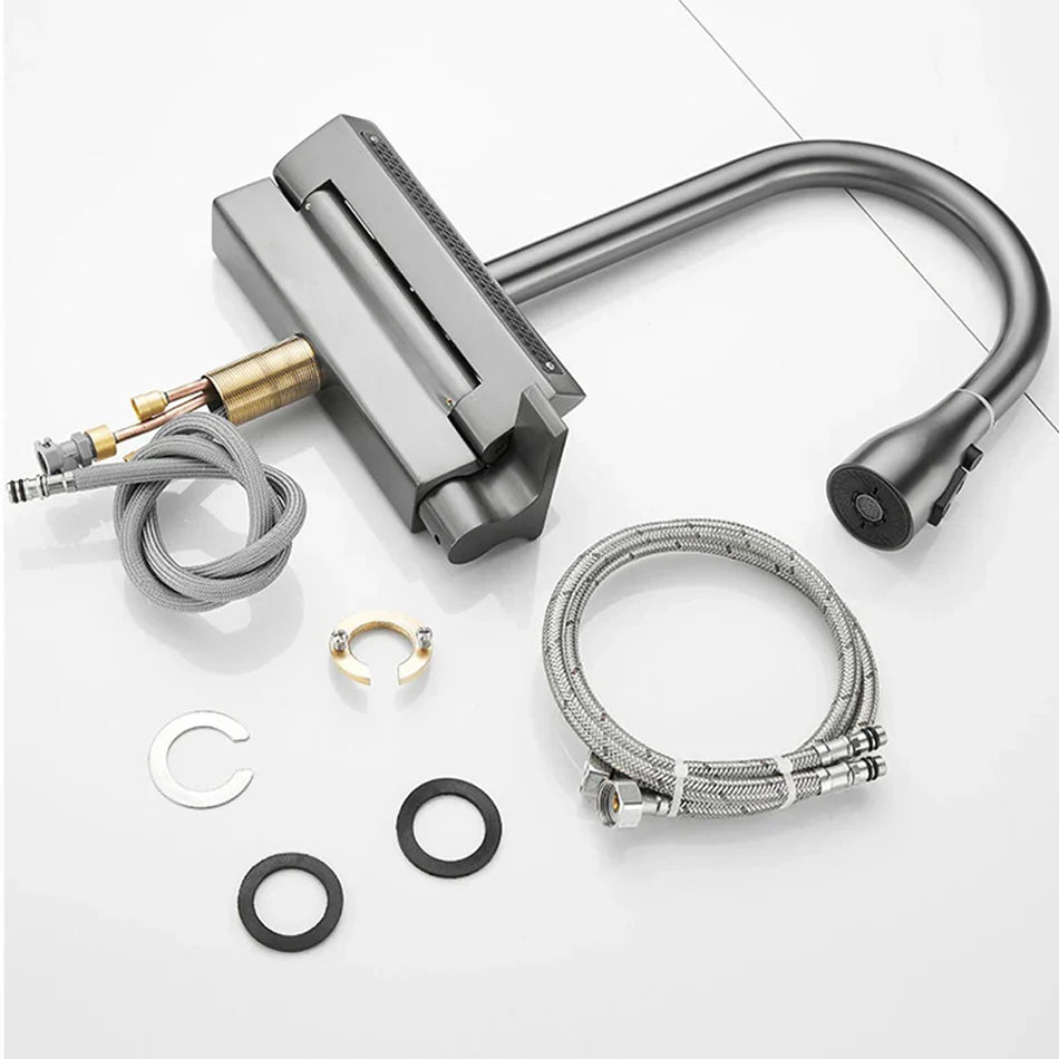 DecorBites™ Digital Display Pull Out Kitchen Faucet - Single Hole Temperature Mixer