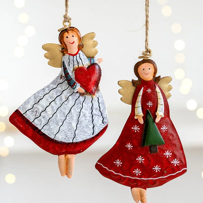 American Country Retro Old Iron Christmas Angel Girl Decoration Pendant Christmas Tree Decoration