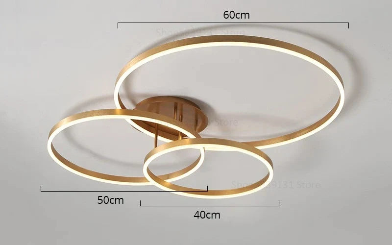 Lámpara de techo LED redonda de café dorado Decorbites™ con pantalla de acrílico - Accesorio creativo para sala de estar