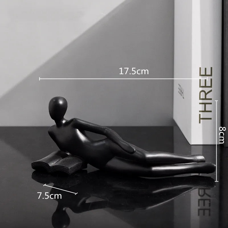 DecorBites™ Golden Thinker Reader Man Resin Figure: Abstract Home Decor Figurine