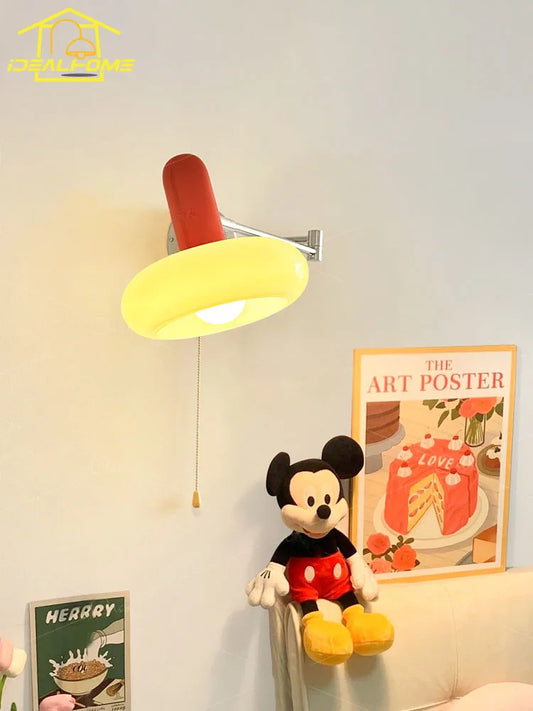 Lámpara de pared DecorBites™ Cream Wind LED E27 con brazo articulado y telescópica, ideal para escaleras, mesilla de noche o lectura.