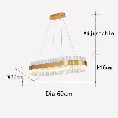 DecorBites™ Crystal Chandelier LED Ring Lamp for Dining Room Center Living Restaurant Decor
