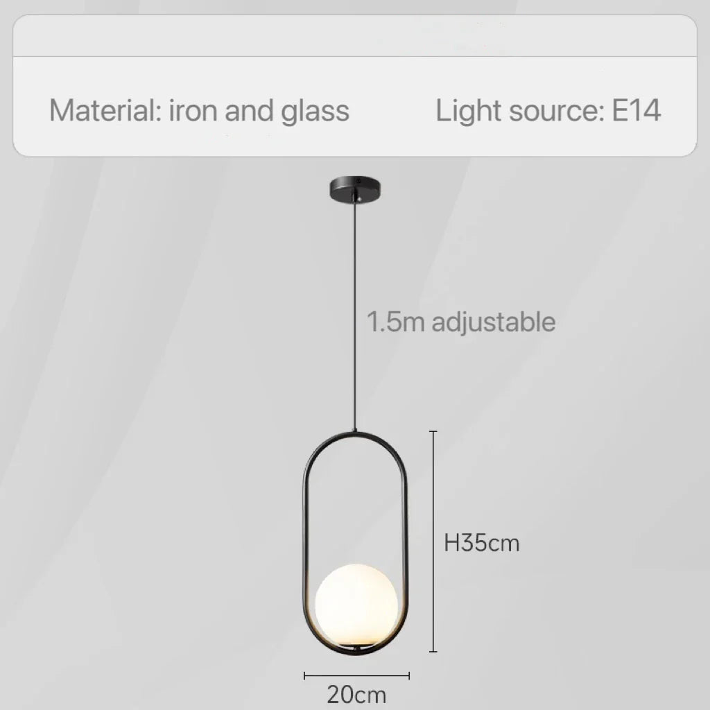 DecorBites™ Glass Pendant Lights: Modern Bedroom Bedside Chandeliers for Home Indoor Decor