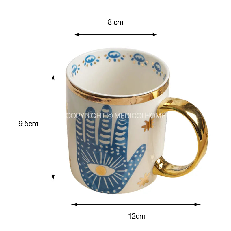 DecorBites™ Bright Eyes Ceramic Dinner Plate Set, 8" Boho Art Salad Dessert Plate