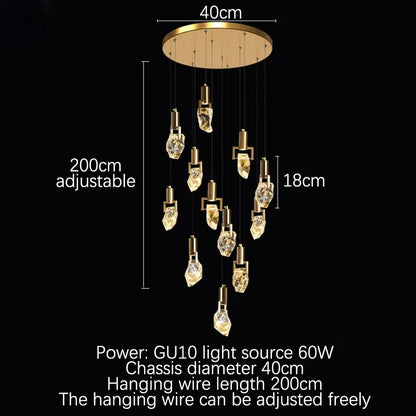 DecorBites™ Elegant Diamond Crystal Chandelier LED Light Fixture Gold Home Decor