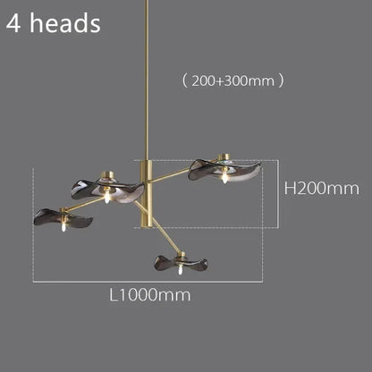 DecorBites™ Lotus Leaf Glass Ceiling Chandelier for Bedroom Living Room Hall Lighting