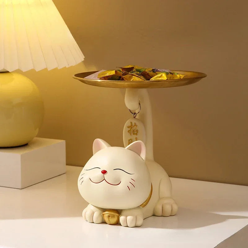 DecorBites™ Lucky Cat Statue Ornaments for Home Decor and Storage
