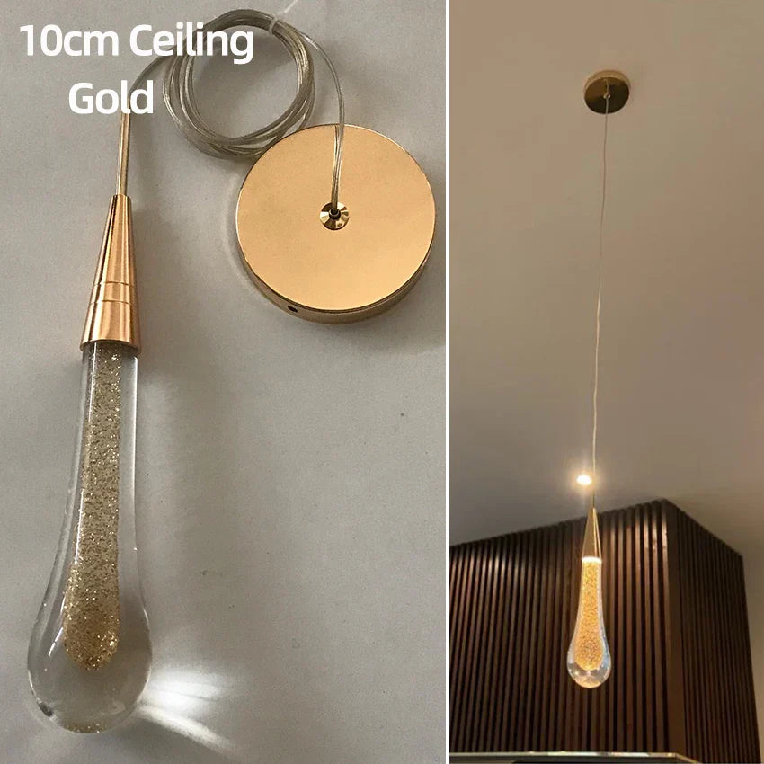 DecorBites™ Crystal Glass LED Pendant Tear Drop Light Chandelier