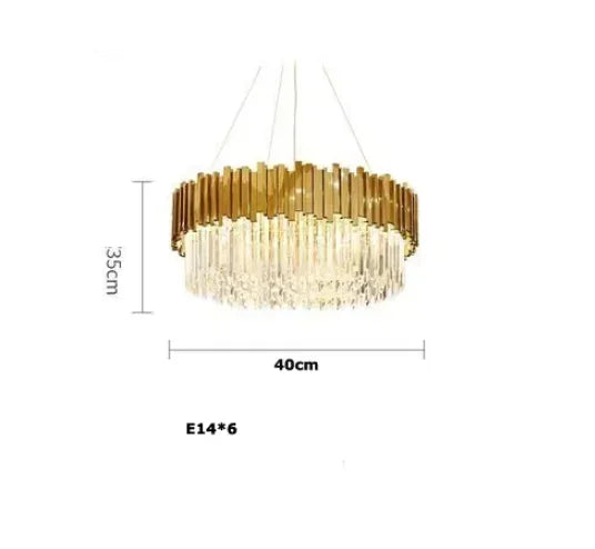 DecorBites™ Golden Crystal Ceiling Light for Modern Living Room and Dining Room