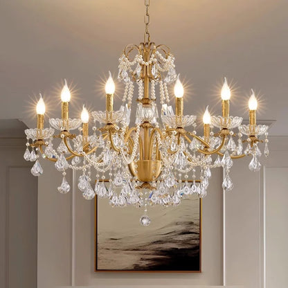 DecorBites™ Crystal Pendant Chandelier Foyer Light Luxury Candle Design Led Lamparas