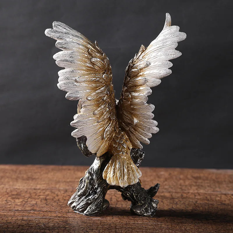 DecorBites™ Golden Eagle Resin Figurines for Home Office Feng Shui Decor
