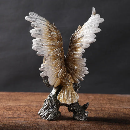 DecorBites™ Golden Eagle Resin Figurines for Home Office Feng Shui Decor