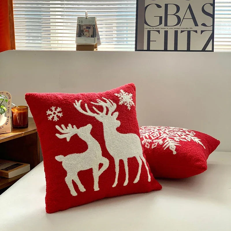 DecorBites™ Christmas Cartoon Embroidered Pillow Covers for Festive Sofa Decor