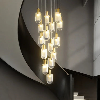 DecorBites™ Crystal Loft Chandelier for Staircase, Living Room, and Apartment Luxe Lighting