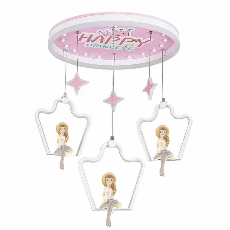 DecorBites™ Kids' Modern Crystal LED Chandelier Ceiling Lamp, Bedroom Lighting Fixture