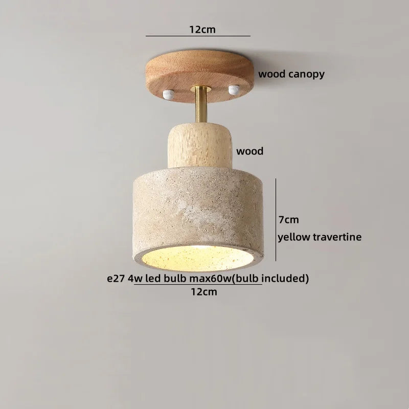 Travertine Wood Ceiling Light