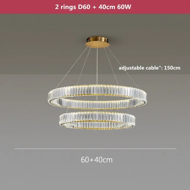 DecorBites™ Gold Crystal Chandelier: Modern Luxury Round Square Pendant Light for Living Room