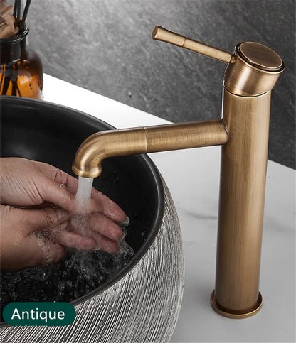 DecorBites™ Bronze Basin Faucet: Hot & Cold Brass Sink Faucet, Rotating Mixer Tap