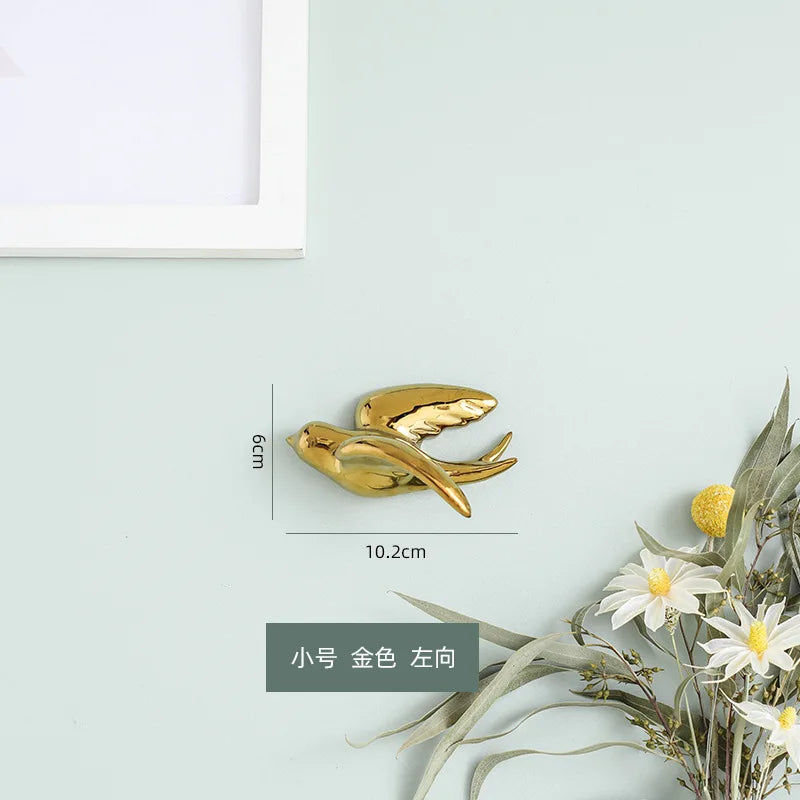 DecorBites™ Golden Bird Swallow Sculpture Wall Decor Three-dimensional Handicrafts