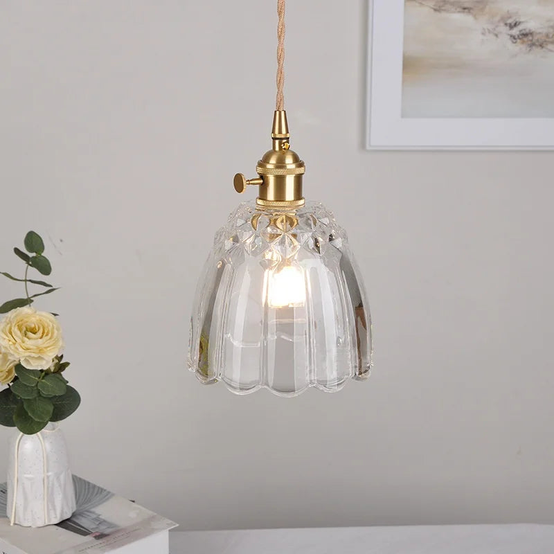 DecorBites™ Clear Glass Pendant Lamp with Knob Switch for Modern Minimalist Decor
