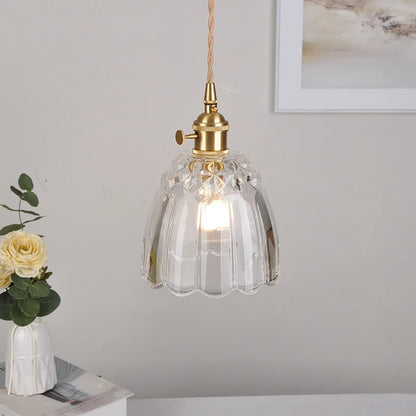 DecorBites™ Clear Glass Pendant Lamp with Knob Switch for Modern Minimalist Decor