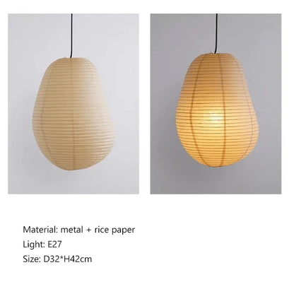 DecorBites™ Japanese Rice Paper LED Pendant Lamp for Living Room Dining Cafe