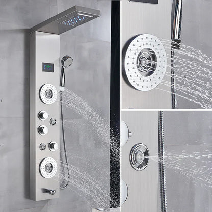 DecorBites™ LED Shower Panel Column Faucet with Rainfall Waterfall, Back Jet, Mixer Tap