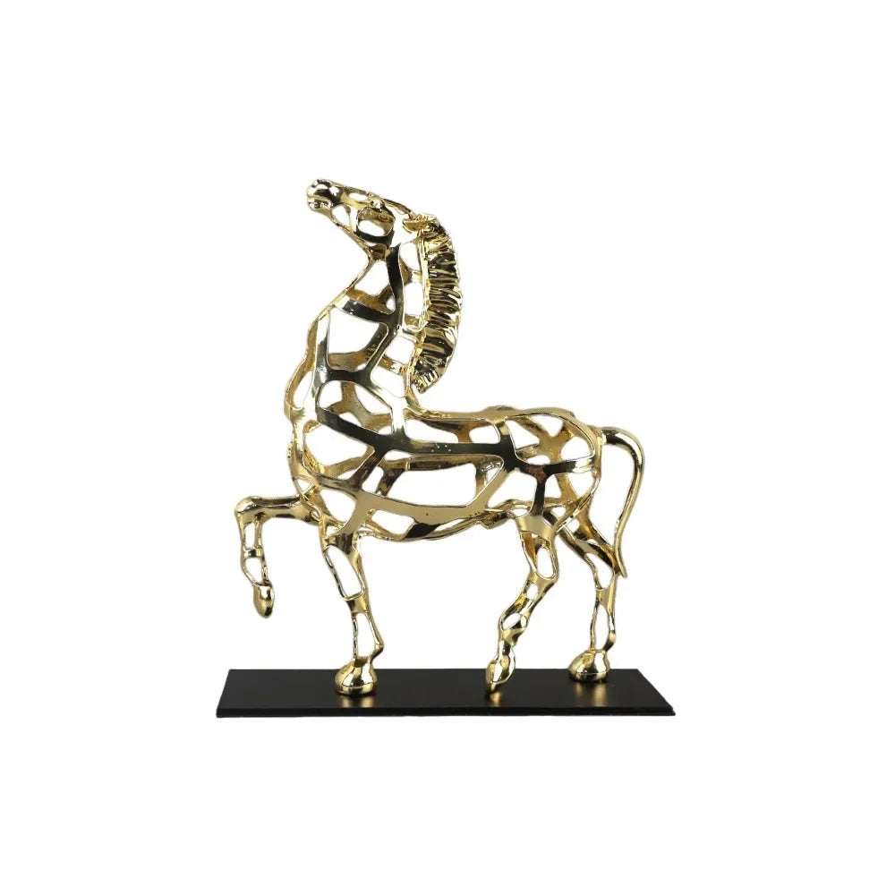 DecorBites™ Golden Horse Metal Sculpture: Elegant Home Decor Figurine