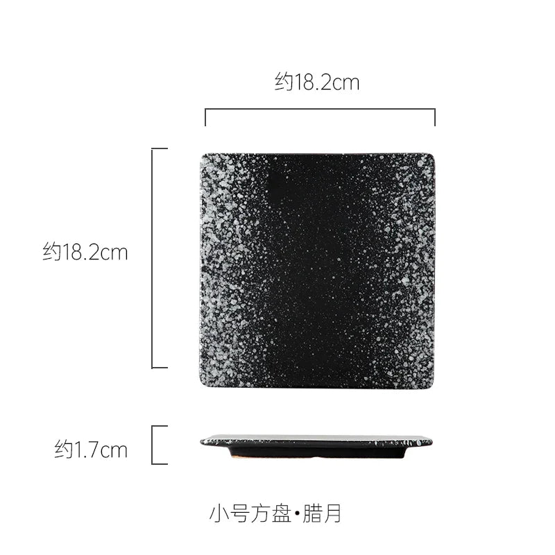 DecorBites™ Glazed Barbecue Wing Plate with Knife - Japanese Style Tray for Roast Wings and Fish