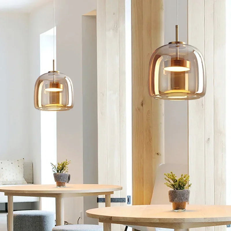 Modern Glass Led Pendant Light Nordic Suspension Dining Room Chandelier For Restaurant Kitchen Bedroom Bedside Hanging Lamp