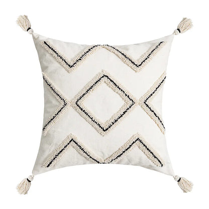 Funda de cojín DecorBites™ con bordado geométrico y borla, funda de almohada decorativa para el hogar, varios tamaños