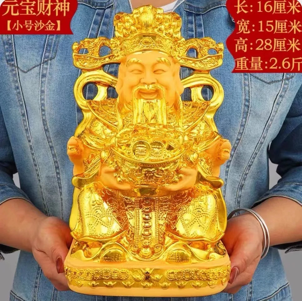 DecorBites™ Gold God of Wealth Statue: Fengshui Home Decor Sculpture for Entrance & Living Room