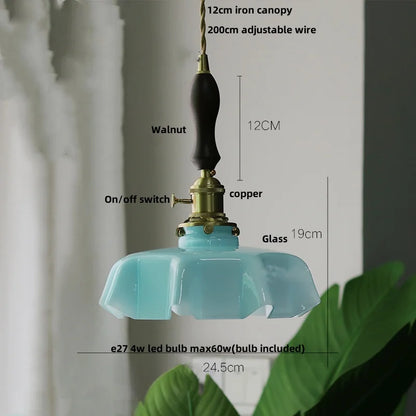 DecorBites™ Green Flower Glass Pendant Light - Modern Kitchen Bar Restaurant Hanging Lamp