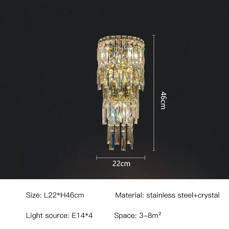 Lámpara de pared de cristal DecorBites™: Iluminación nocturna elegante y lujosa para sala de estar, dormitorio o villa