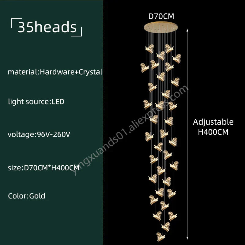 DecorBites™ Crystal Chandelier: Modern Luxury Pendant Lights for Living Room, Staircase, Villa