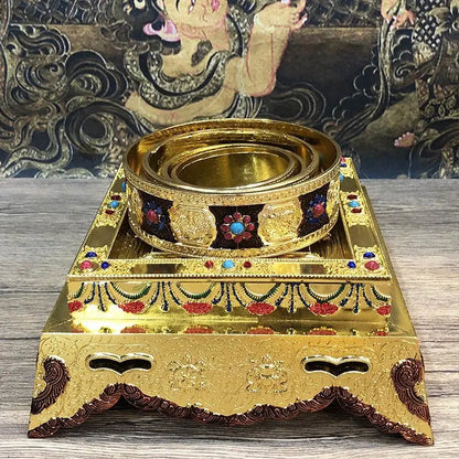 DecorBites™ Eight Auspicious Buddha Alloy Plates for Temple Worship and Meditation