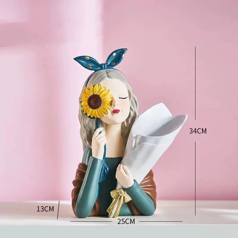 ديكور بايتس™ تماثيل الفتيات، زخارف المزهريات، ديكورات المكاتب، التماثيل الصغيرة، خزائن التلفزيون، الإكسسوارات الزهرية