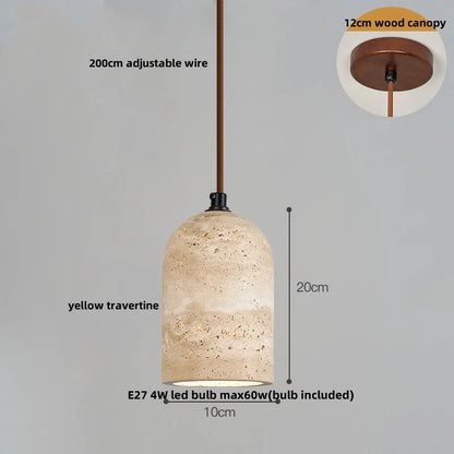 DecorBites™ Japanese Style LED Pendant Lights Wood Canopy Cement Lampshade