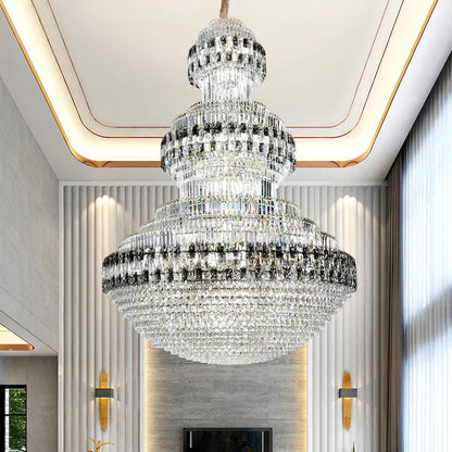 DecorBites™ Crystal Chandelier Luxury Duplex Building Hollow Luxury Lamp
