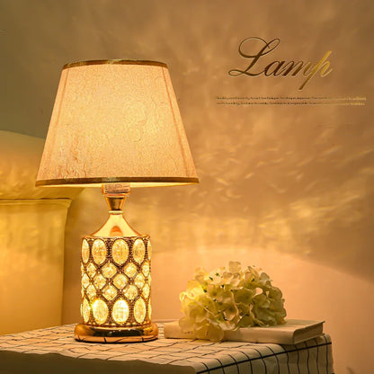 DecorBites™ Crystal Table Lamp: Elegant Bedroom Nightstand Light for Warm & Romantic Ambiance